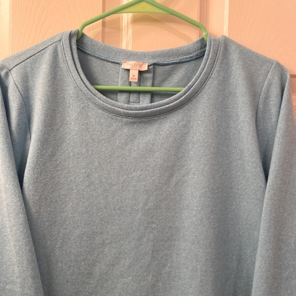 Talbots Sweatshirt Sweater Pullover Robin Egg Blue Pleated Back WM SZ M - Picture 3 of 12